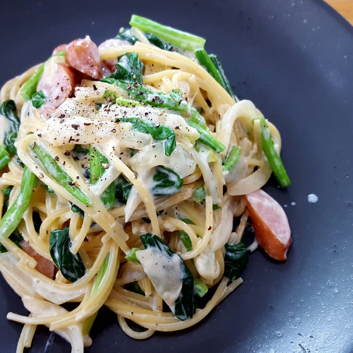 一人ランチに お鍋一つでほうれん草のクリームパスタ レシピ 作り方 By 農家の嫁 楽天レシピ 一人ランチに お鍋一つでほうれん草のクリームパスタ レシピ 作り方 By 農家の嫁 楽天レシピ